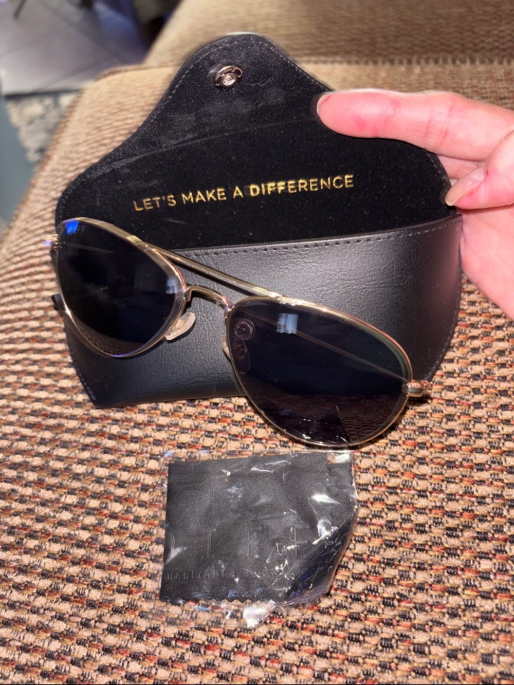 Diff Eyewear Gold Frame Black Lens Aviator Sunglasses